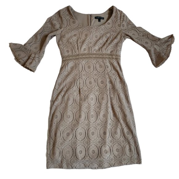 Chris McLaughlin Dresses & Skirts - Chris McLaughlin Brown Boho Chic 3/4 Bell Sleeve Midi Dress Size 6